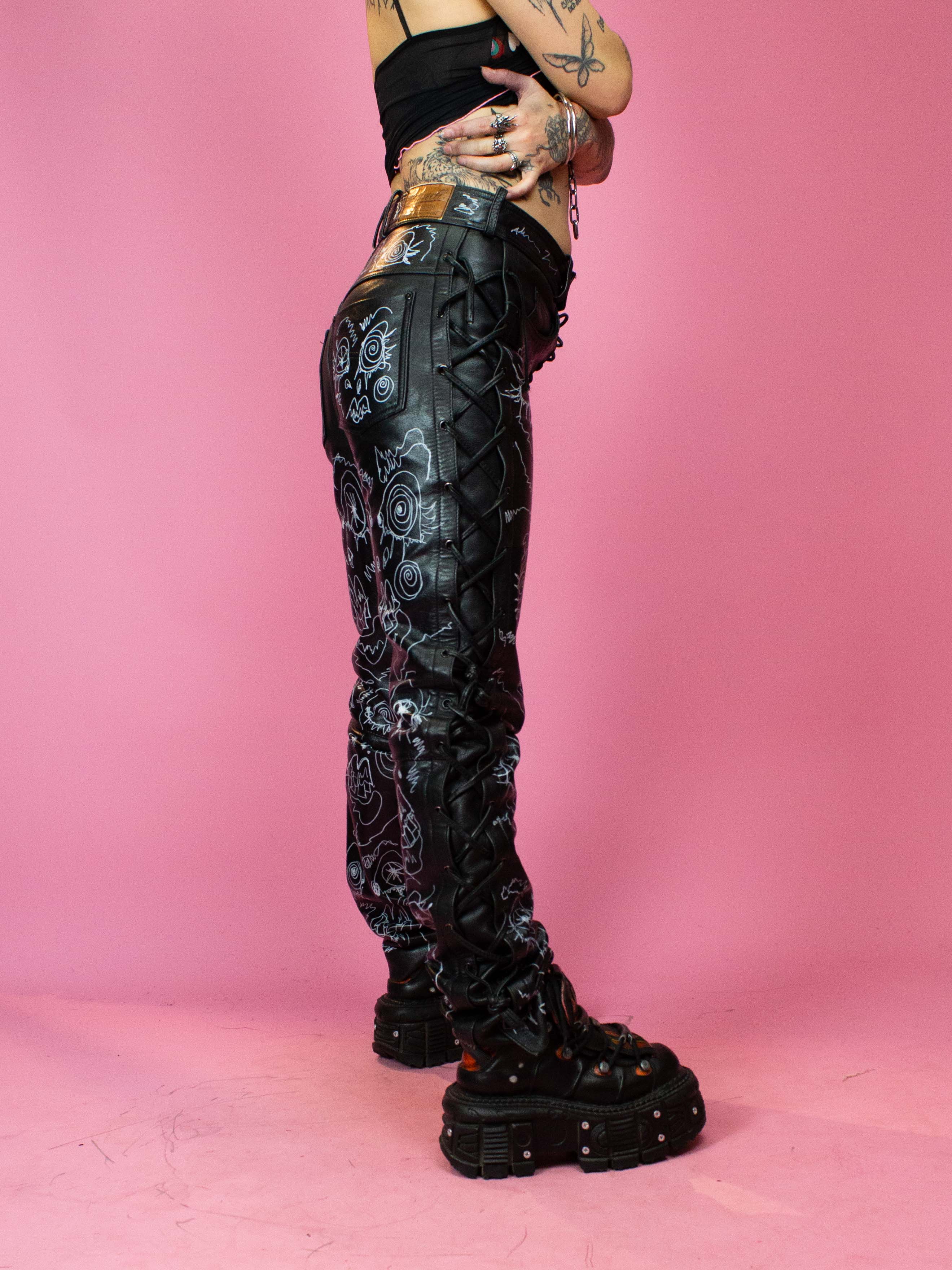 ADAM FROST PAINTED LEATHER PANTS - Image 3
