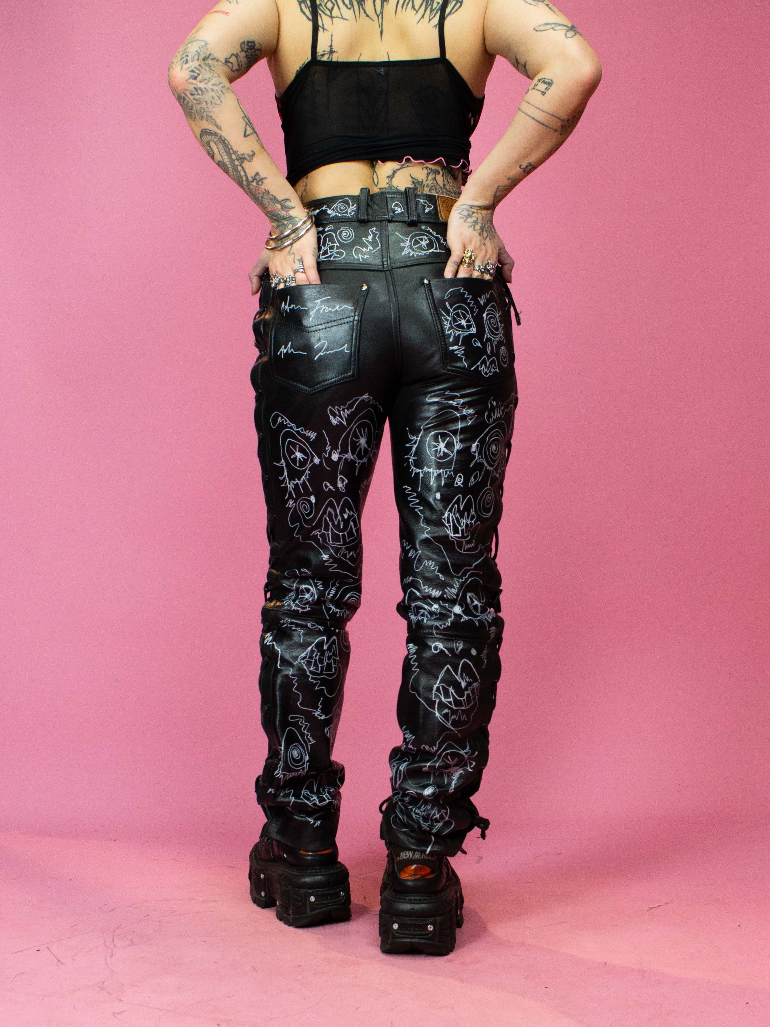 ADAM FROST PAINTED LEATHER PANTS - Image 4