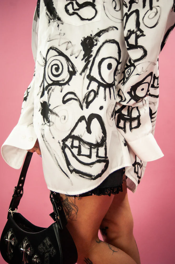 ADAM FROST PAINTED WHITE BLOUSE - Image 4
