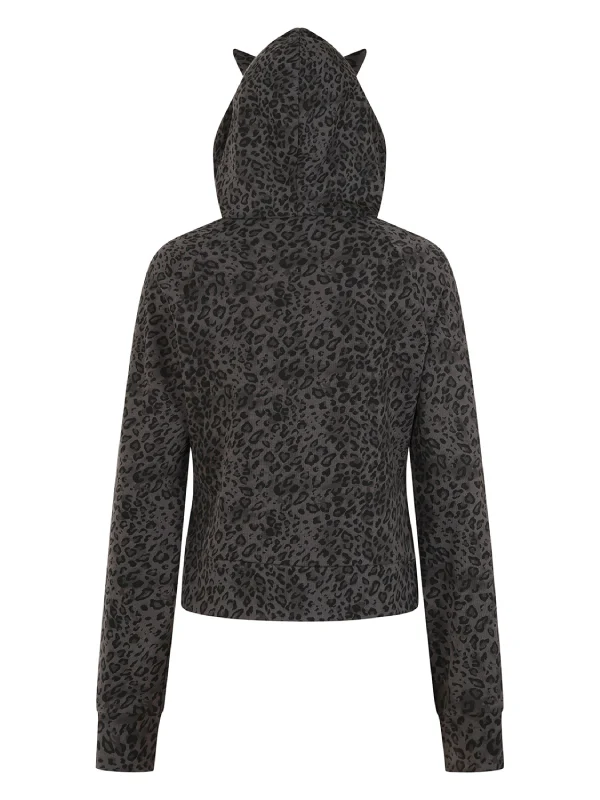 BANNED GREY LEOPARD VAMPIRE KITTY HOODIE HD59093 - Image 4