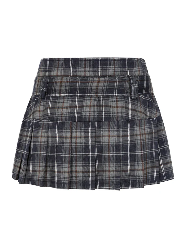 BANNED JUST A GIRL MINI SKIRT GREY TARTAN SK25653 - Image 4