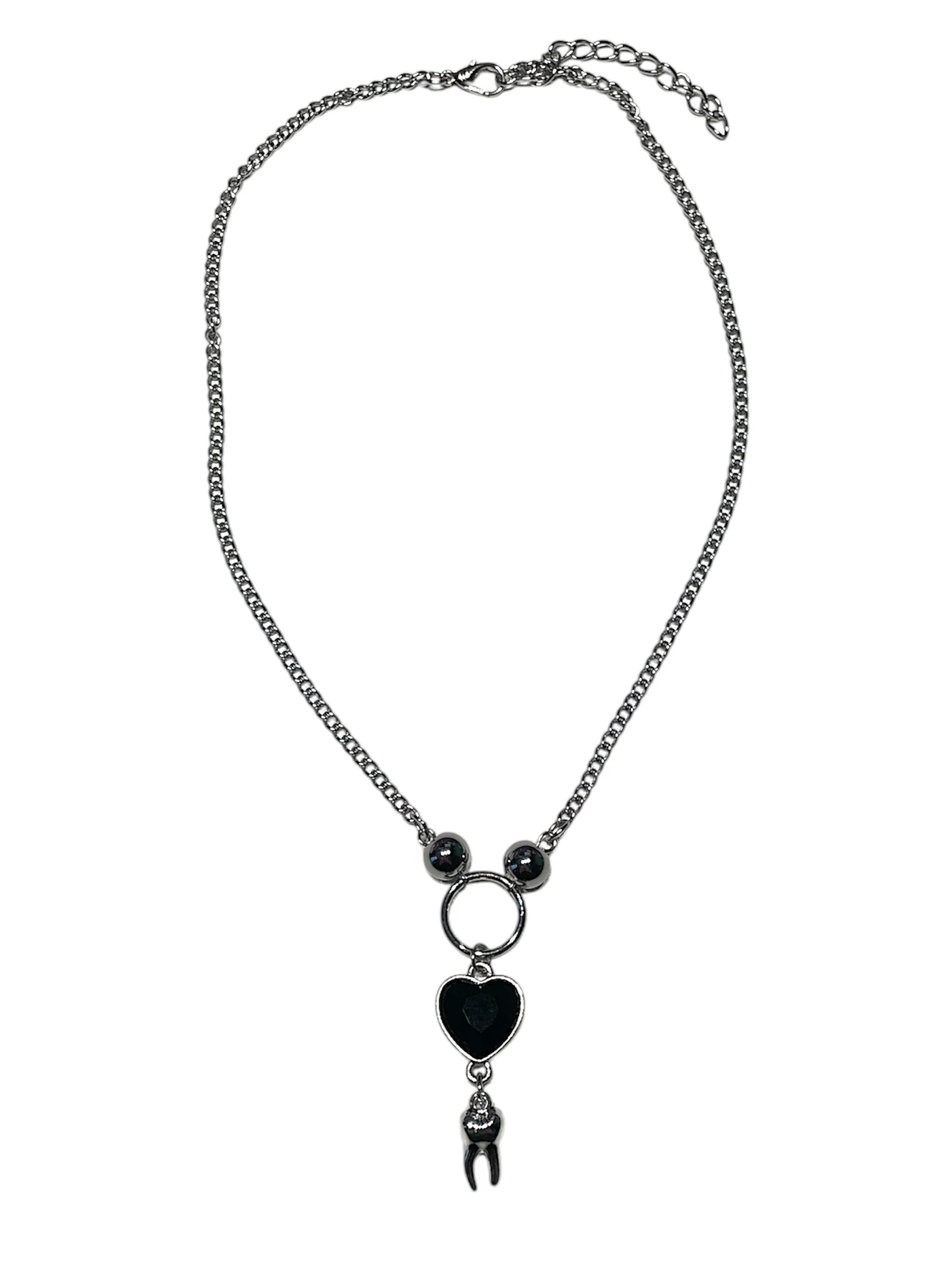 BLACK HEART TEETH NECKLACE