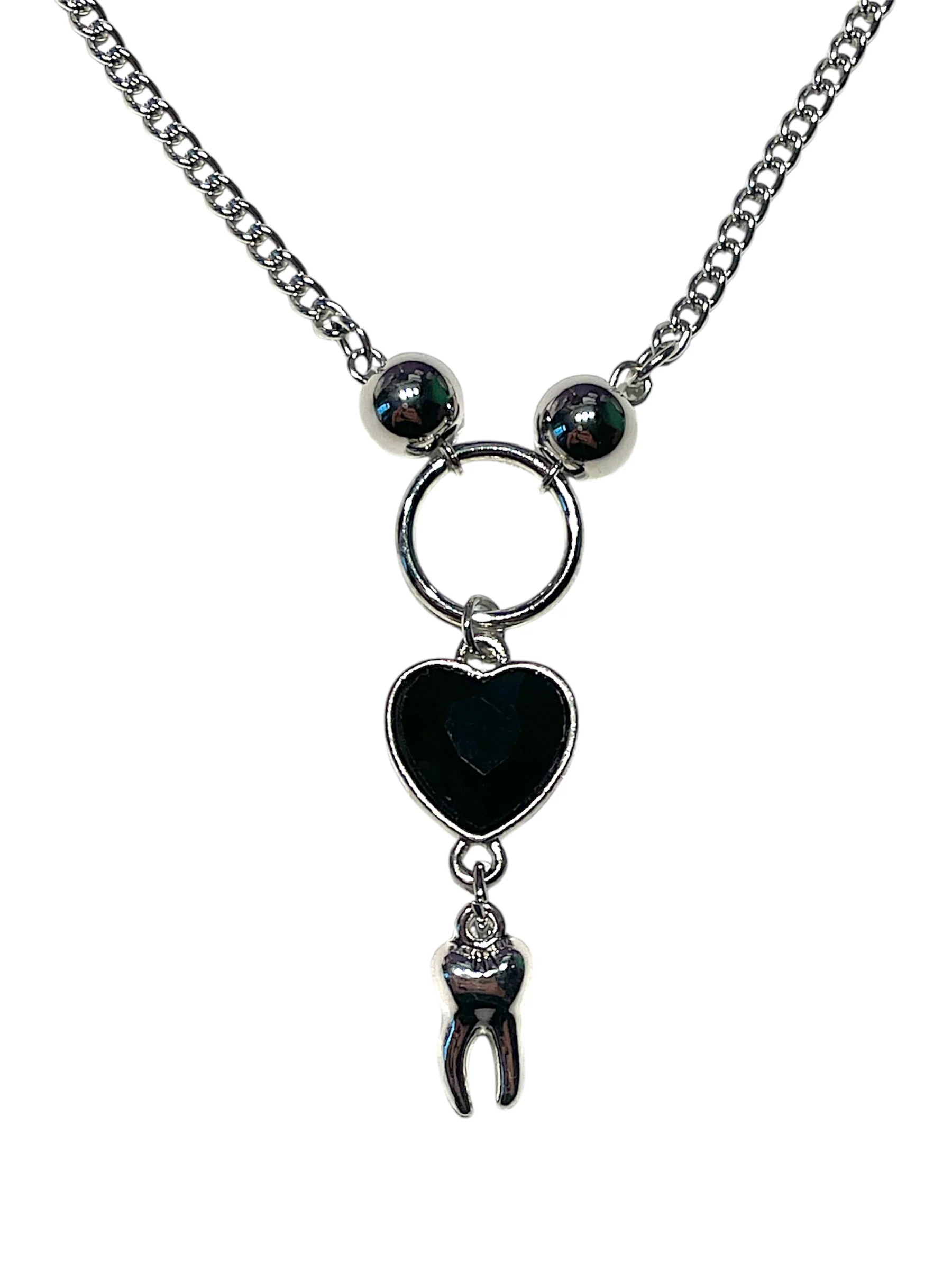 BLACK HEART TEETH NECKLACE - Image 2