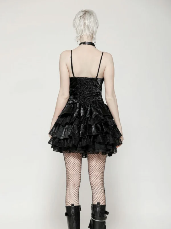 DARK IN LOVE DW1035 PUNK SHINY PU LEATHER LAYERED DRESS - Image 4