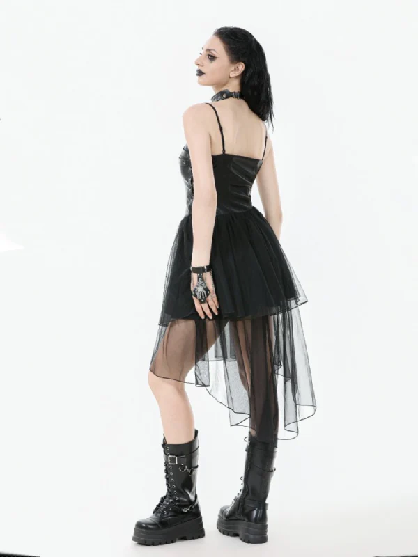DARK IN LOVE DW1105 FAUX LEATHER & MESH DRESS - Image 3