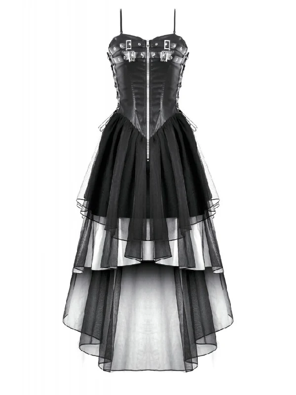 DARK IN LOVE DW1105 FAUX LEATHER & MESH DRESS - Image 4