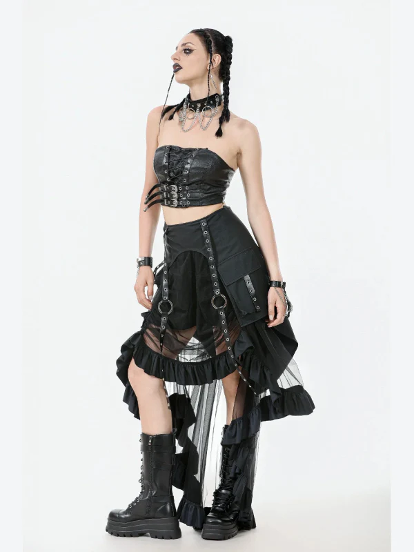 DARK IN LOVE KW385 STUDDED SKIRT MESH - Image 3