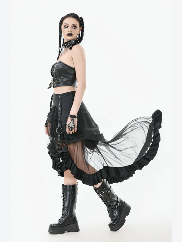 DARK IN LOVE KW385 STUDDED SKIRT MESH - Image 5