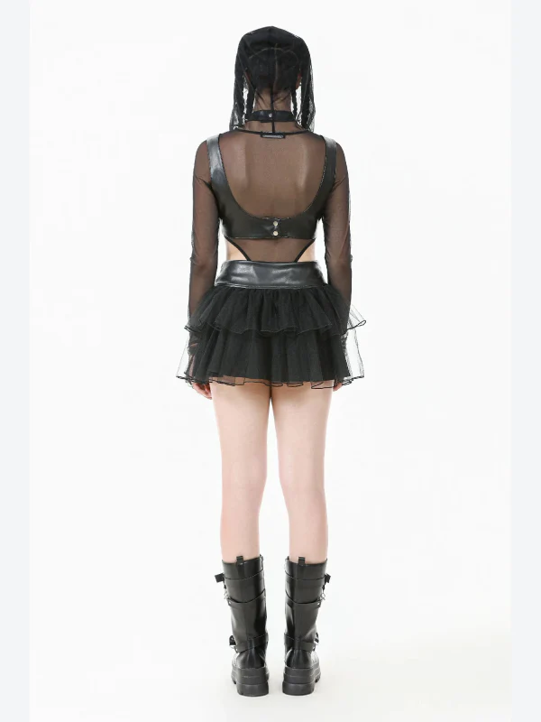 DARK IN LOVE KW401 FAKE LEATHER WITH TULLE SKIRT - Image 5