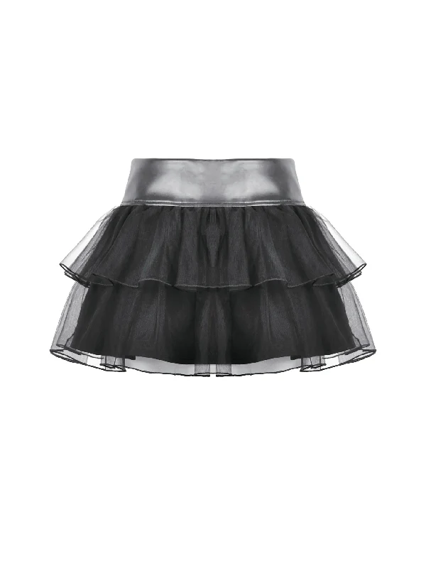DARK IN LOVE KW401 FAKE LEATHER WITH TULLE SKIRT - Image 6