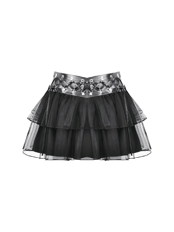DARK IN LOVE KW401 FAKE LEATHER WITH TULLE SKIRT - Image 7