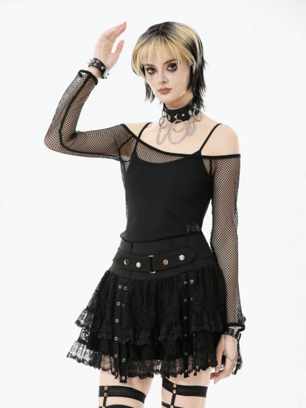 DARK IN LOVE TW671 OFF SHOULDER FISHNET TOP