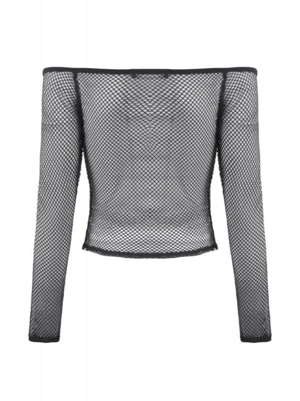 DARK IN LOVE TW671 OFF SHOULDER FISHNET TOP - Image 4