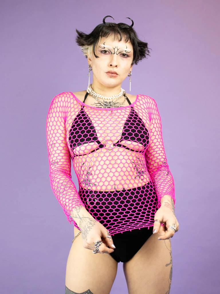 EXIT PINK FISHNET TOP