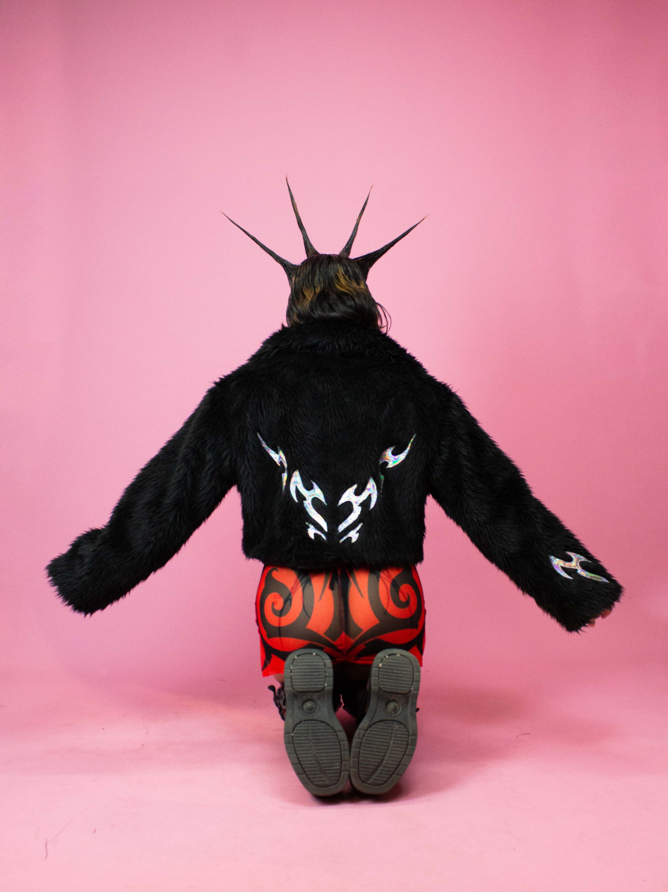 FLUOR SER TRIBAL FURRY BLACK JACKET M FL189 - Image 5