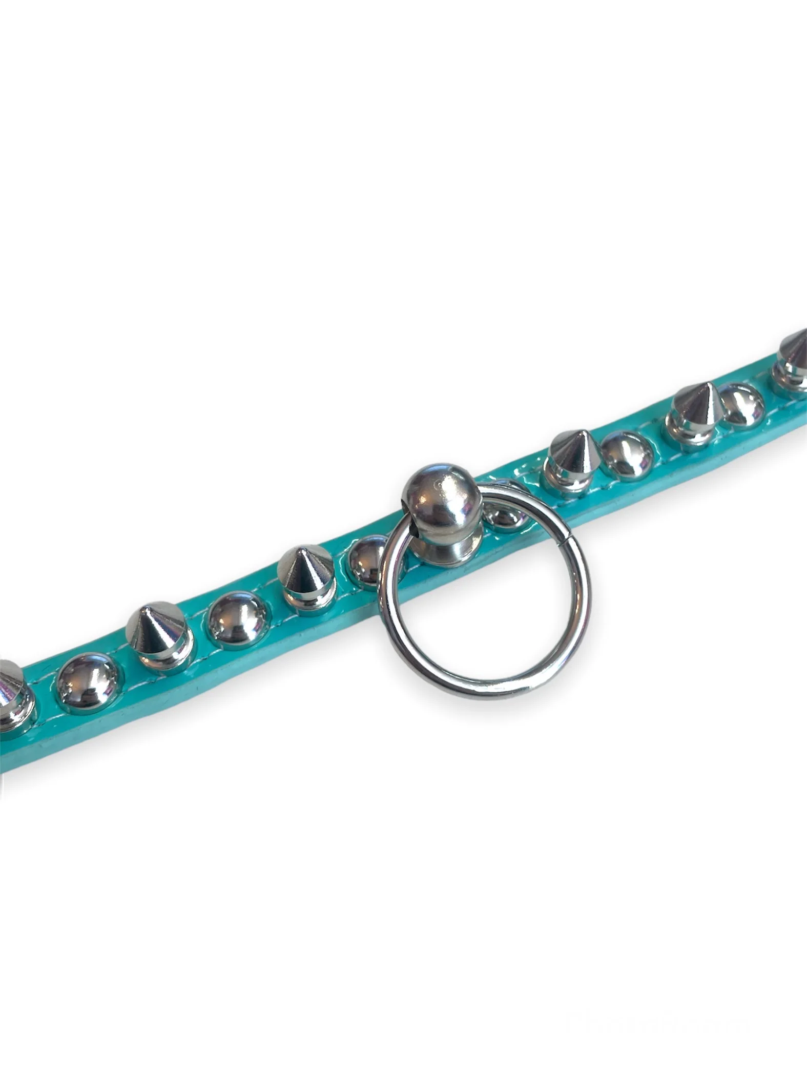FUNK PLUS TURQUOISE SLIM CHOKER WITH ROUND STUDS, SPIKES AND RING FCK444 - Image 2