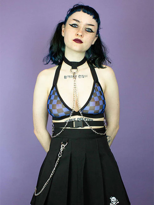 INDYANNA BLUE CHECKER MESH ZORA TOP - Image 3