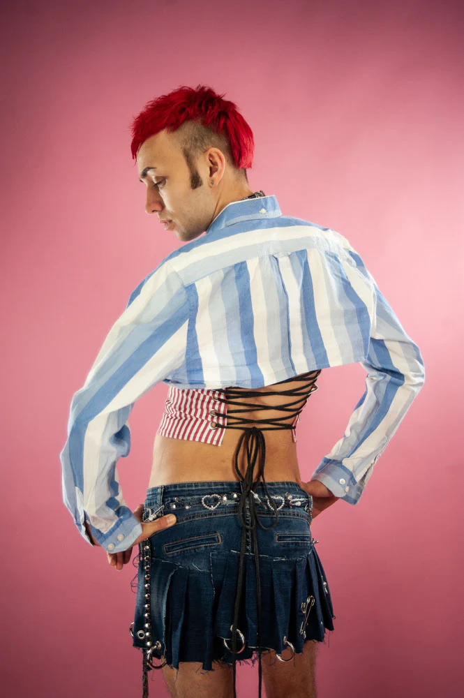 INDYANNA CROPPED BLUE WHITE BLOUSE - Image 3