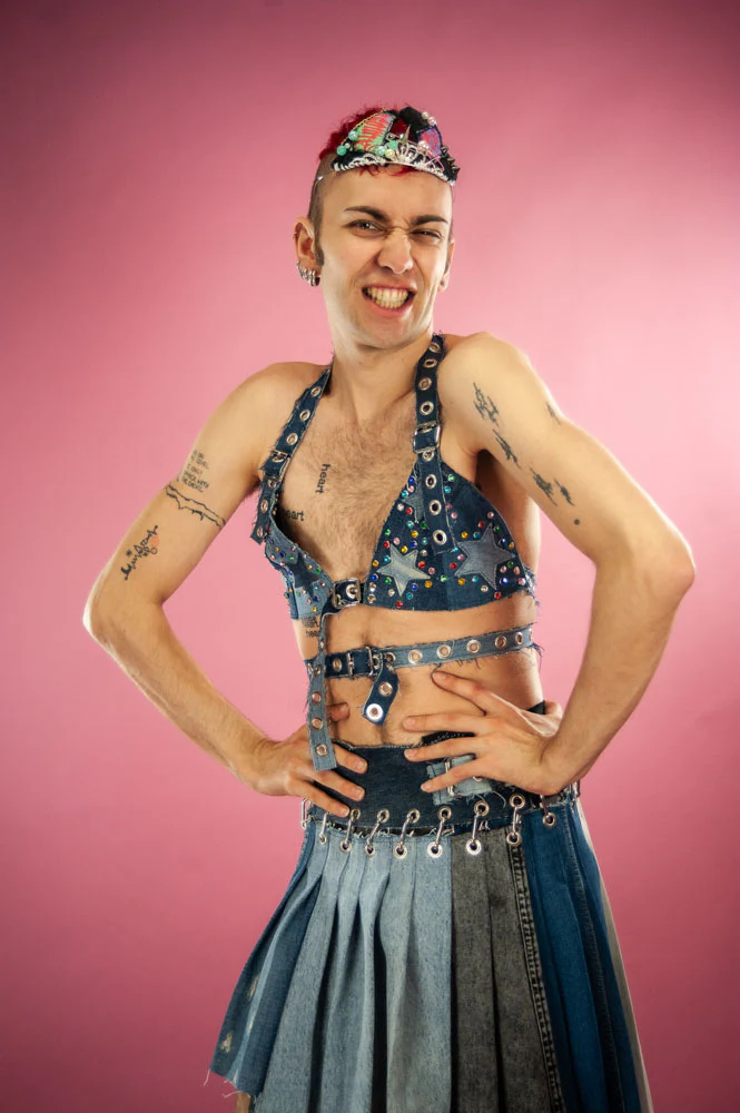 INDYANNA UPCYCLED JEANS STAR BRA RAINBOW STONES