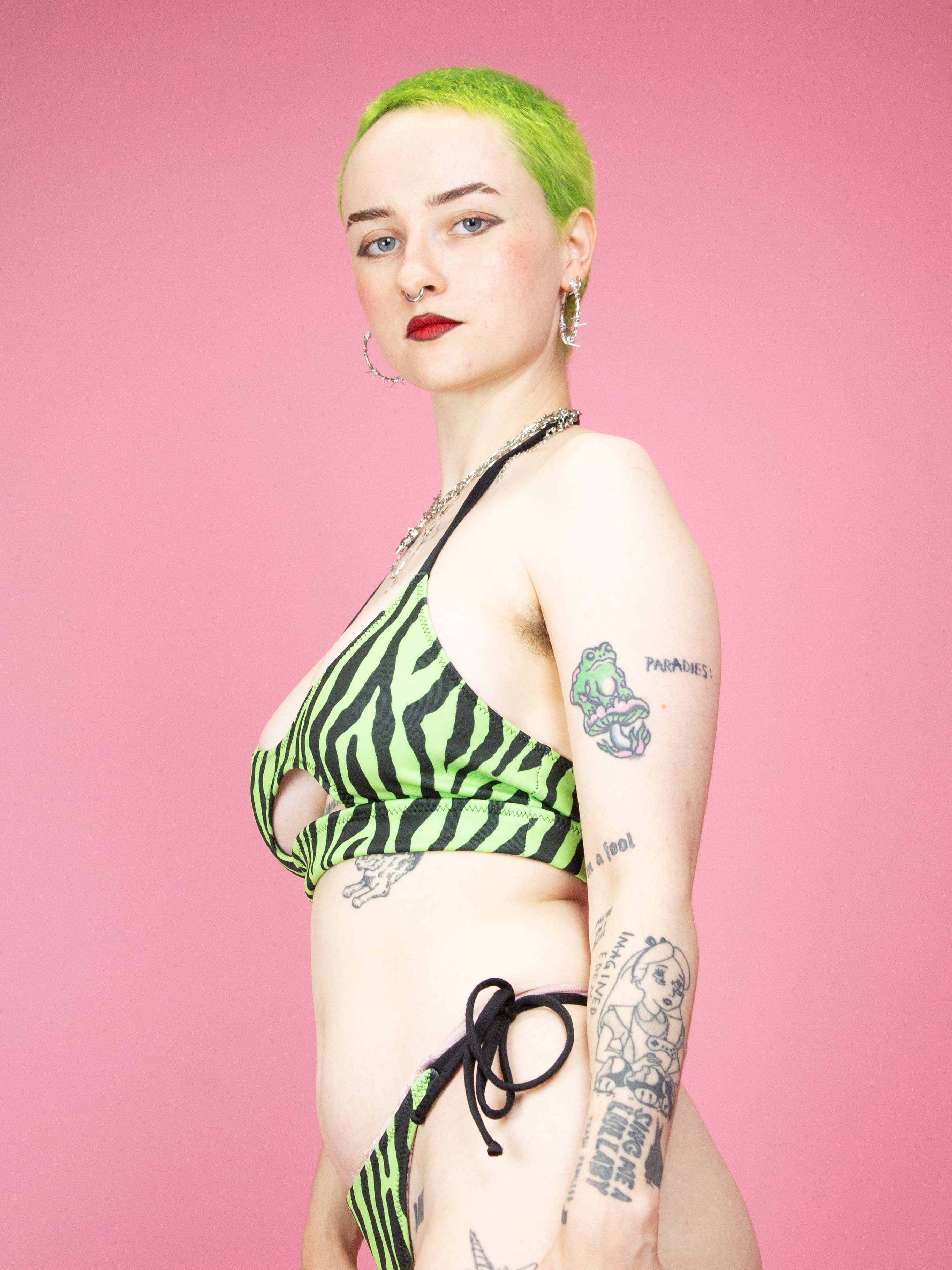 KAT MAUNZ GREEN ZEBRA CUT OUT BIKINI TOP - Image 4