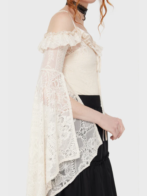 KILLSTAR BREATHLESS LACE BARDOT TOP IVORY - Image 3