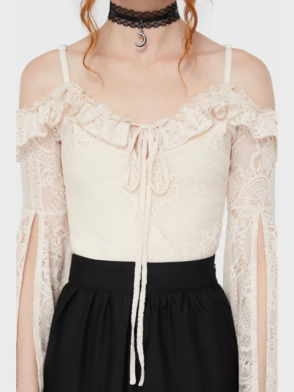 KILLSTAR BREATHLESS LACE BARDOT TOP IVORY - Image 4