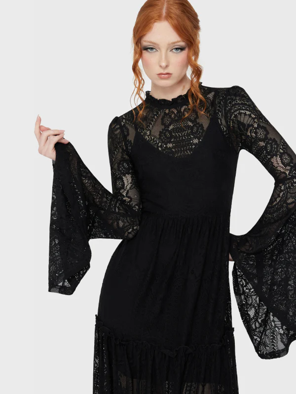 KILLSTAR HECATE LACE MAXI DRESS BLACK - Image 3