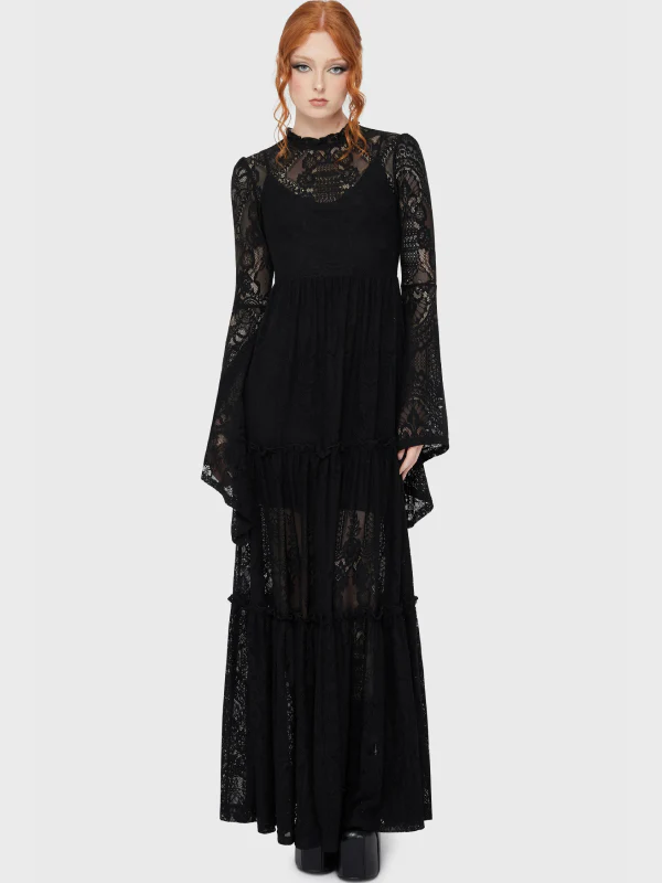 KILLSTAR HECATE LACE MAXI DRESS BLACK - Image 4