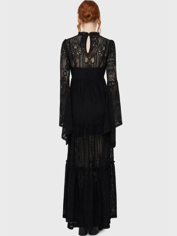 KILLSTAR HECATE LACE MAXI DRESS BLACK - Image 5