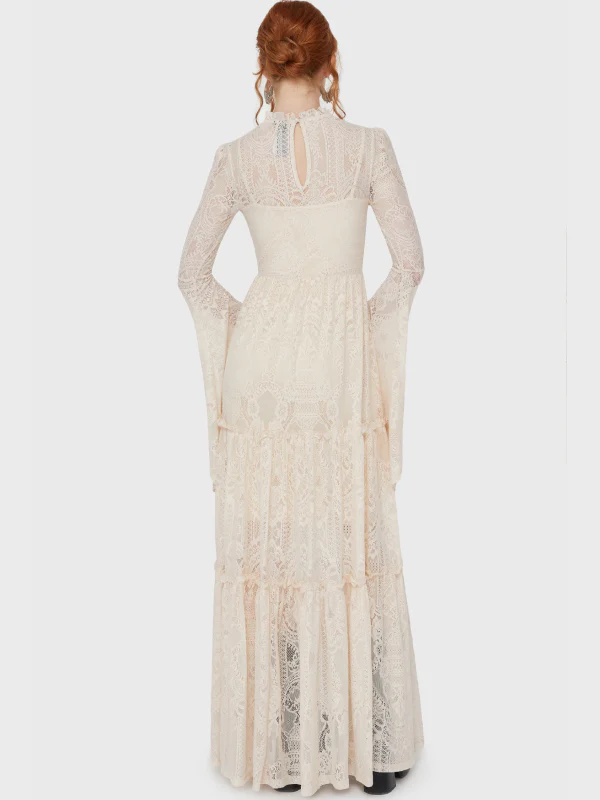 KILLSTAR HECATE LACE MAXI DRESS IVORY - Image 3