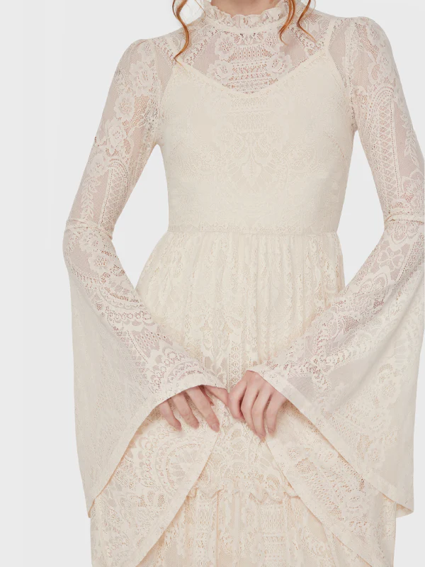 KILLSTAR HECATE LACE MAXI DRESS IVORY - Image 6