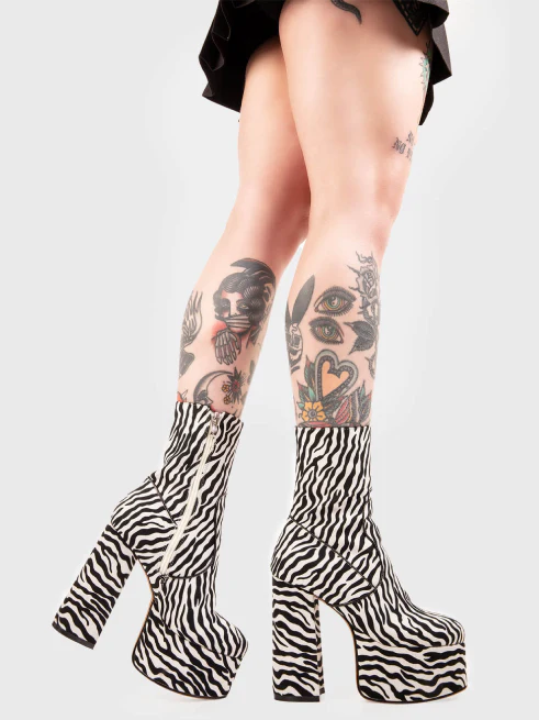 LAMODA ADORE YOU PLATFORM ANKLE BOOTS ZEBRA - Image 3