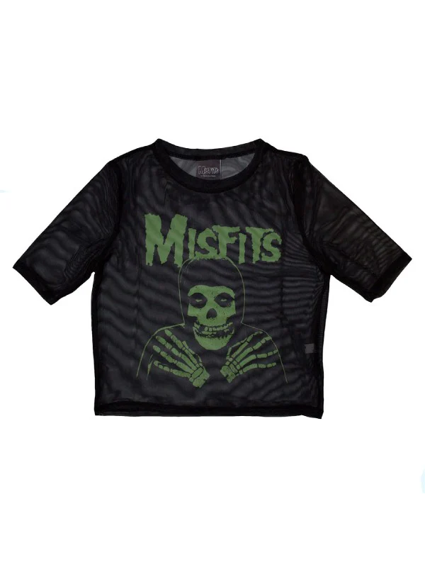 MISFITS GREEN LOGO MESH CROP TOP
