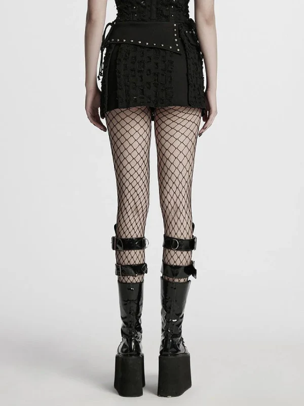PUNK RAVE RIPPED BLACK DENIM SKIRT WQ-849DQF - Image 3