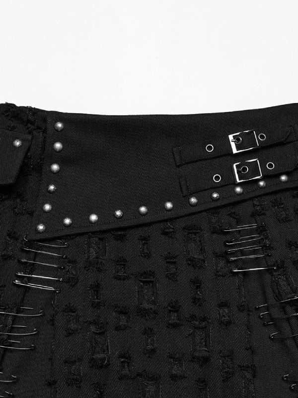 PUNK RAVE RIPPED BLACK DENIM SKIRT WQ-849DQF - Image 4