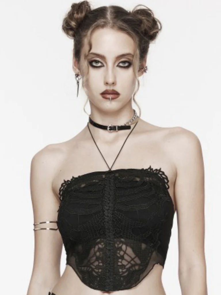 PUNK RAVE SKELLETON LACE TOP WT-881DDF - Image 3