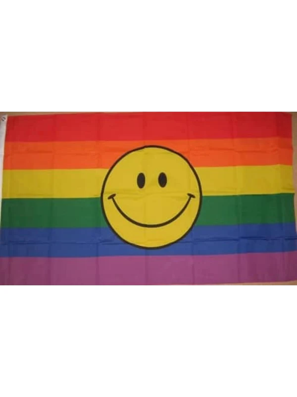 RAINBOW SMILEY FLAG 95 CM x 158 CM