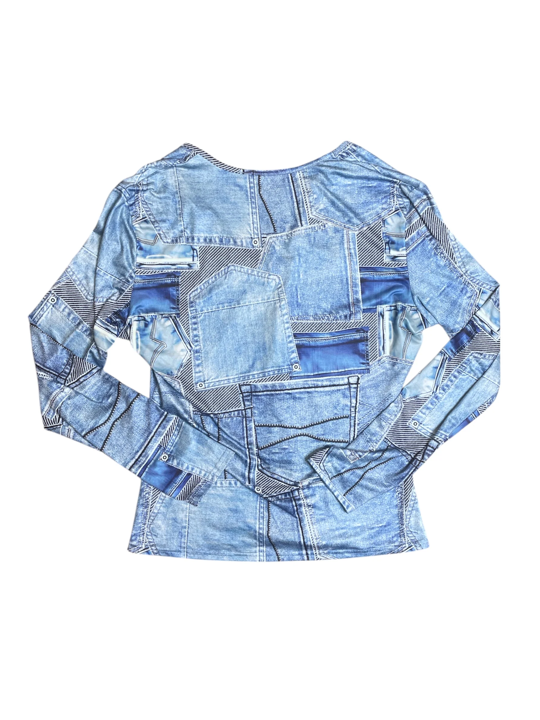 SECOND HAND JEAN PRINTED V NECK - Image 3