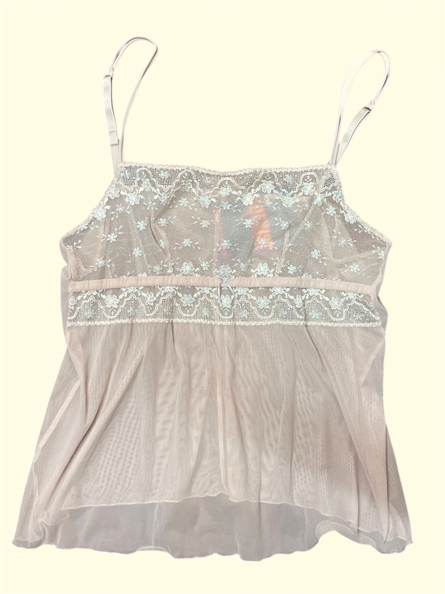 SECOND HAND LIGHT PINK MESH GLITTER TOP