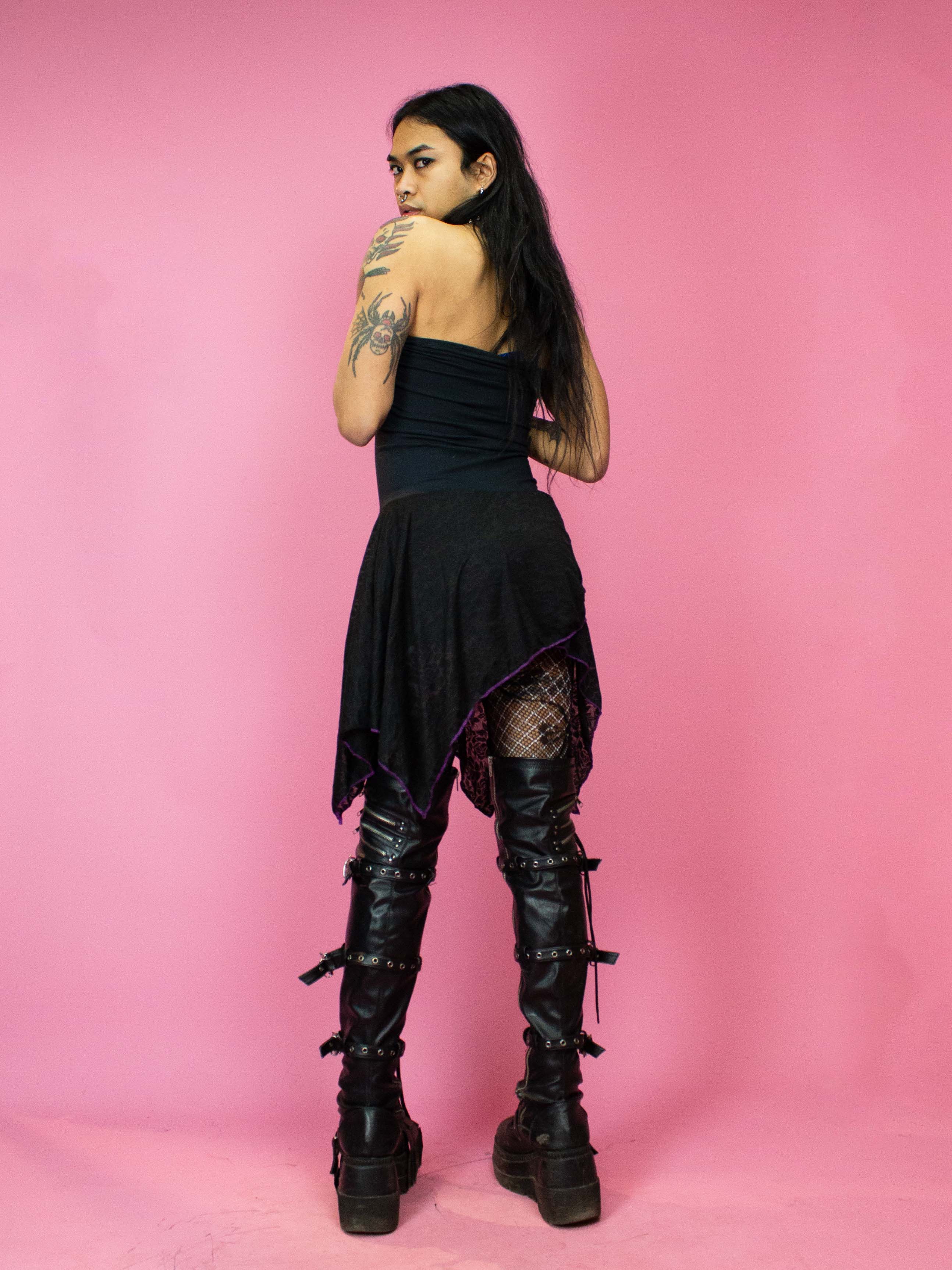 TINK CORSET DRESS BLACK PINK MESH - Image 4