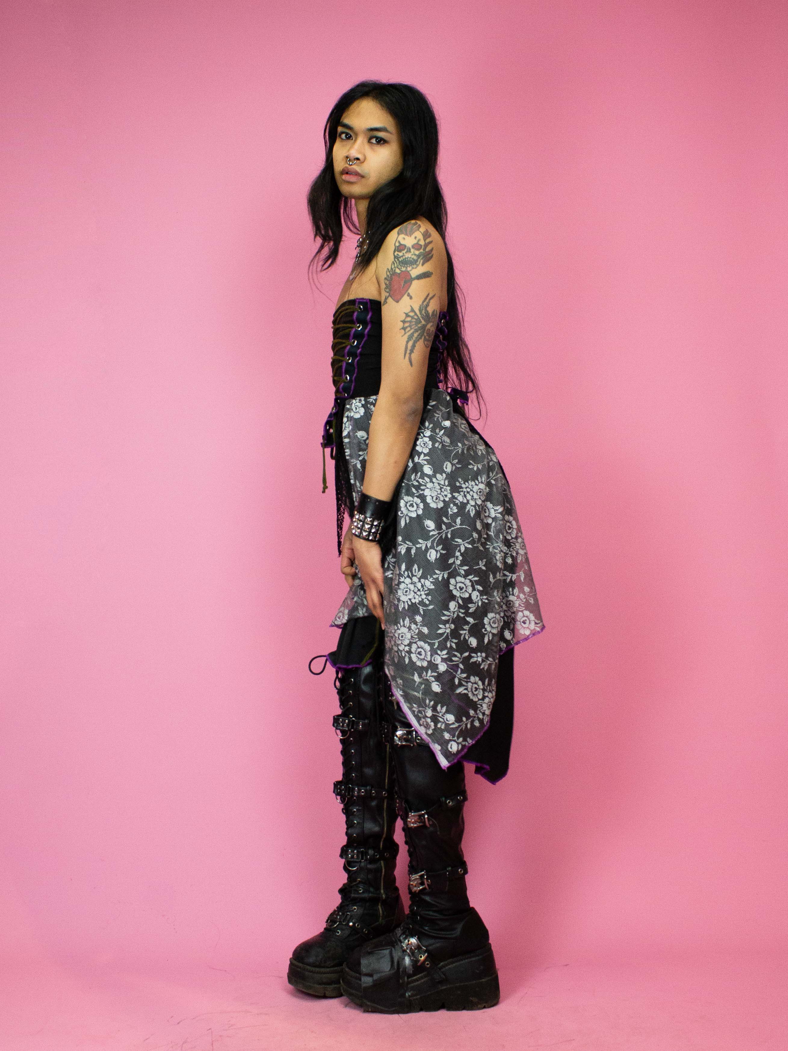TINK STUDIO CORSET SKIRT/DRESS SILVER LACE - Image 4