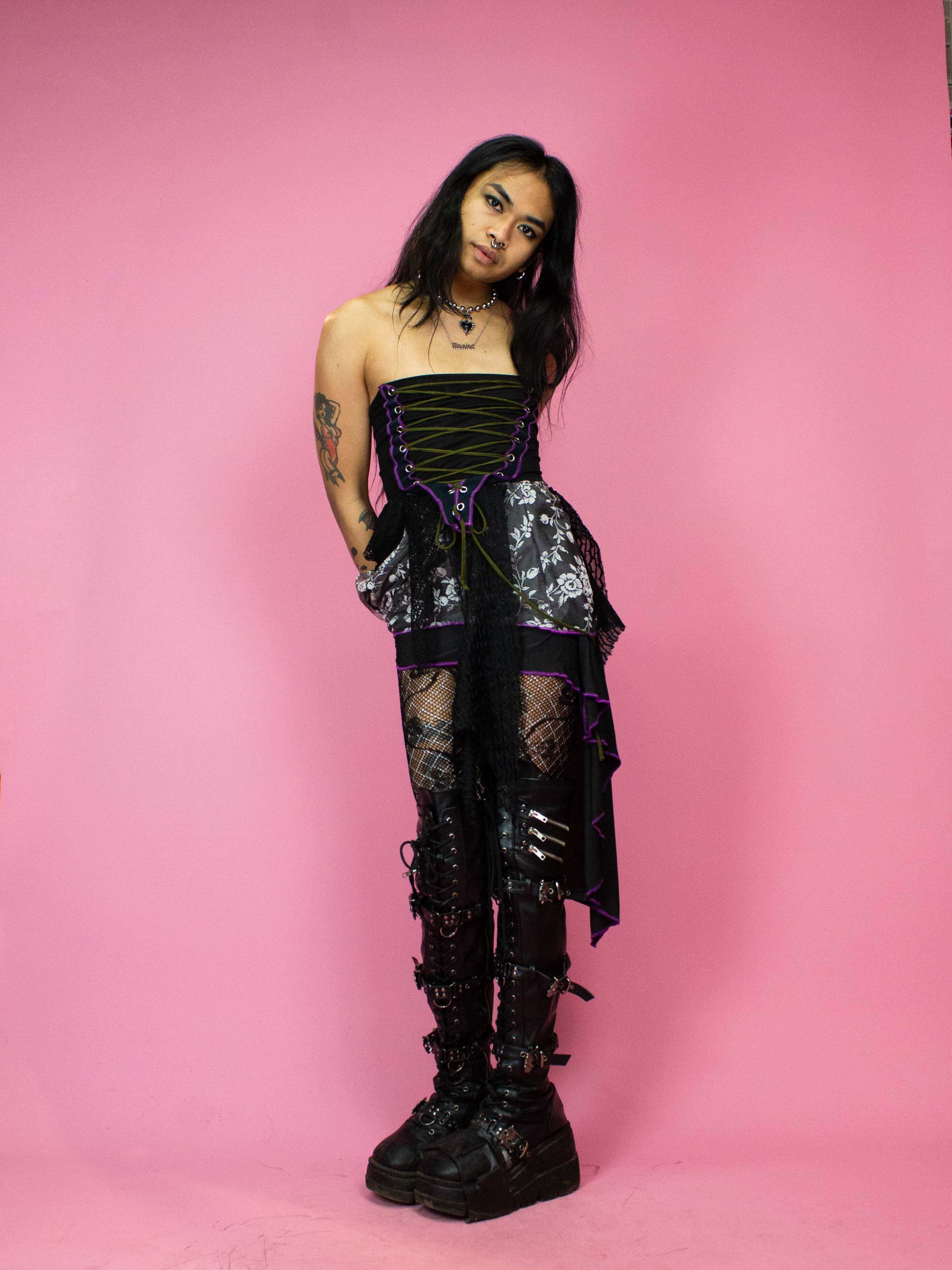 TINK STUDIO CORSET SKIRT/DRESS SILVER LACE - Image 6