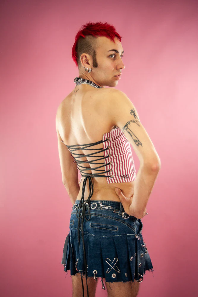 TINK STUDIO CORSET STRIPES WHITE RED - Image 3